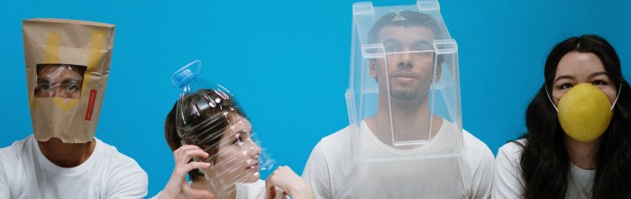 people wearing diy masks